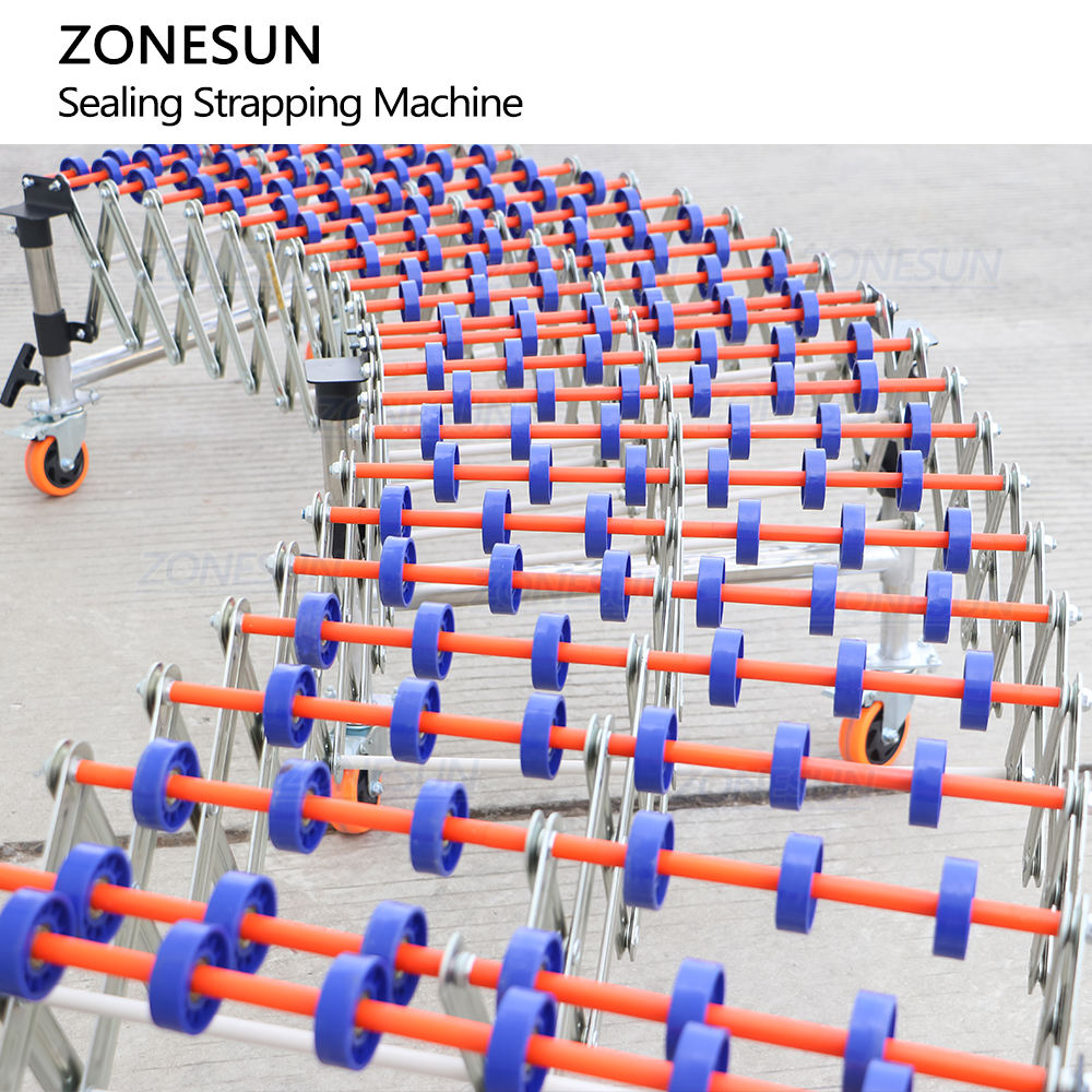 ZONESUN ZS-FK5050C Automatic Carton Taping Machine & Gravity Skatewheel Flexible Conveyor