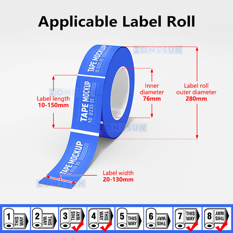 Zonesun ZS-TB502P Automatic Paging Labeling Machine Label Roll Size