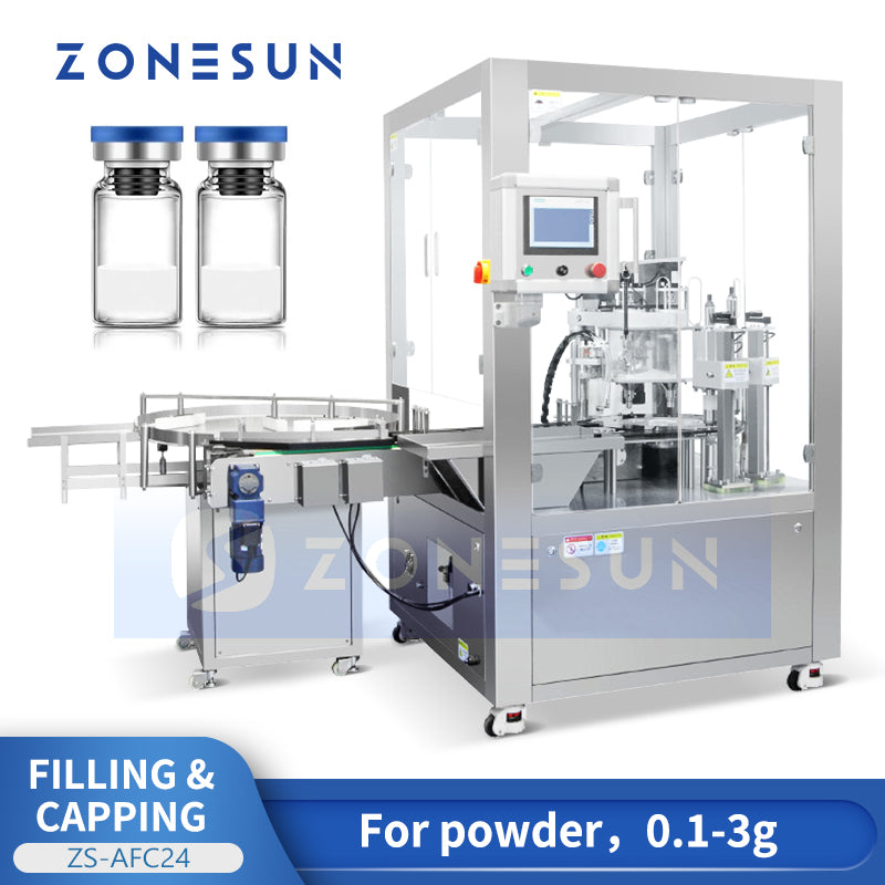 ZONESUN Automatic Vial Powder Filling and Capping Machine Auger Filler Freeze Dried Powder Packaging ZS-AFC24
