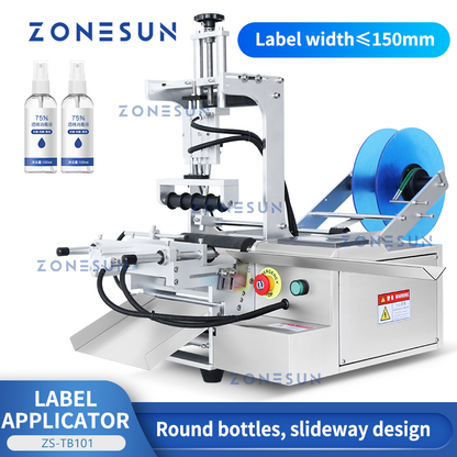 ZONESUN ZS-TB101 Slideway Máquina etiquetadora de botellas redondas de un solo lado/doble con tobogán de descarga 