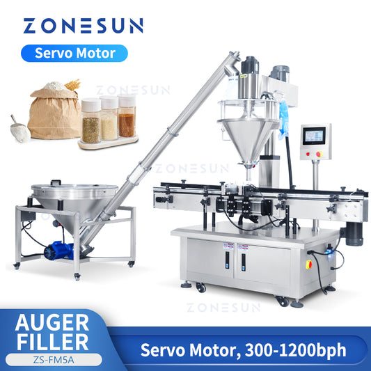 ZONESUN ZS-FM5A Servo Motor Automático Auger Máquina de Enchimento de Alimentação de Pó 