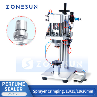 ZONESUN ZS-YG08 13/15/18/20mm Máquina pneumática para tampar perfume