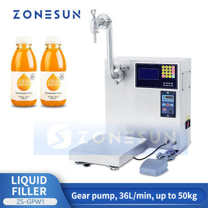 ZONESUN ZS-GPW1 Máquina de llenado de pesaje de líquidos con bomba de engranajes de alta tasa de seguimiento 