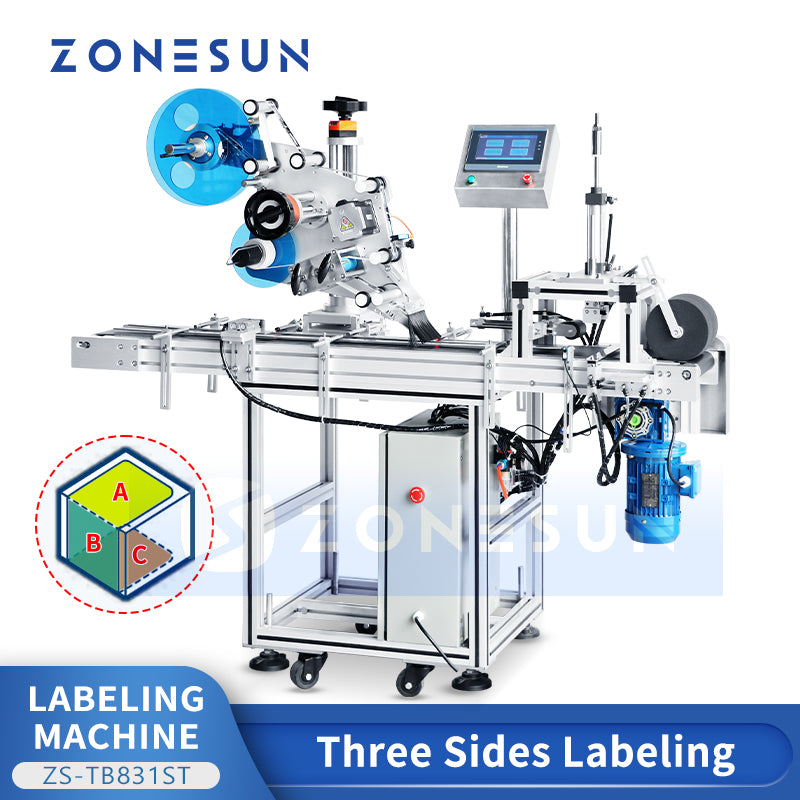 ZONESUN ZS-TB831ST Automatic Three Side Labeling Machine Flat Surface Label Applicator