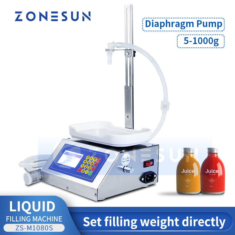 ZONESUN M-1080S Semi-automática bomba de diafragma máquina de enchimento de pesagem de líquido