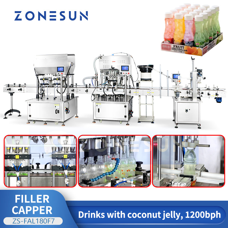 Zonesun ZS-FAL180F7 Coconut Jelly Juice Filling & Capping Machine