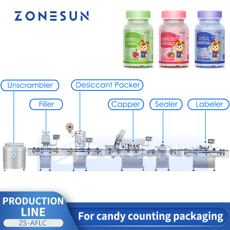 Zonesun Automatic Gummy Candy Counting Bottling Line