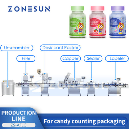 Zonesun Automatic Gummy Candy Counting Bottling Line