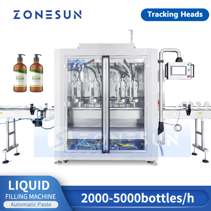 ZONESUN ZS-VTPF4 Automatic Continuous Motion Filler Servo Tracking Liquid Filling Machine