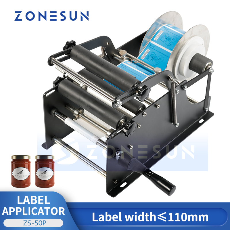 ZONESUN ZS-50P Máquina de rotulagem manual para garrafas redondas pequenas