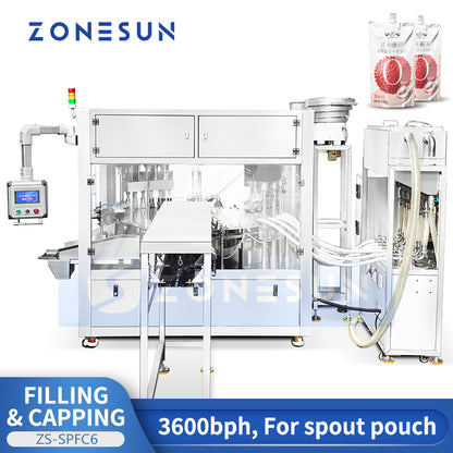 Zonesun ZS-SPFC6 High Speed Spout Pouch Filling and Capping Machine