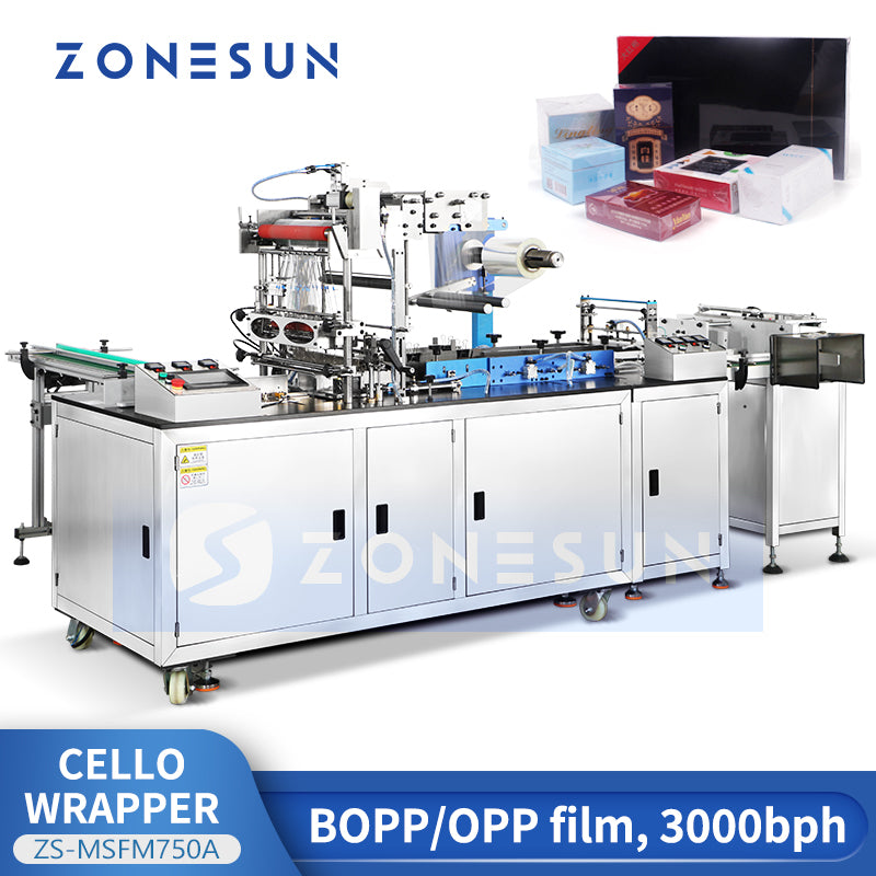 ZONESUN ZS-MSFM750A Automatic Cellophane Packaging Machine Cello Wrapper