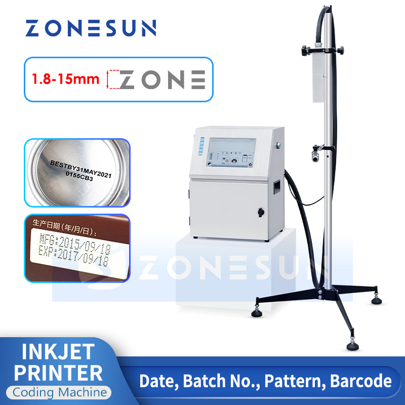 ZONESUN ZS-TIP15 Máquina de codificação de data multilíngue de mesa a jato de tinta 