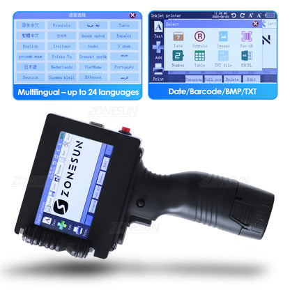 ZONESUN ZS-HIP254 Handheld Multilingual Inkjet Printing Machine Date Coder