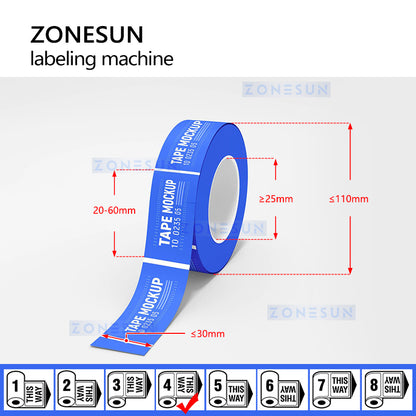 Zonesun handheld label applicator label size