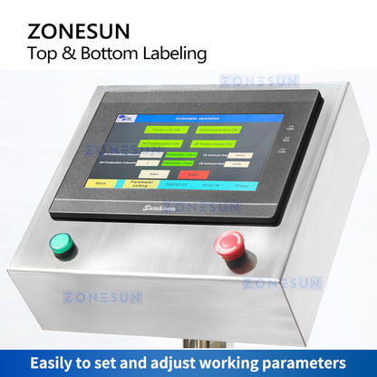 ZONESUN ZS-TB602 Automatic Flat Surface Labeling Machine Top and Bottom Label Applicator