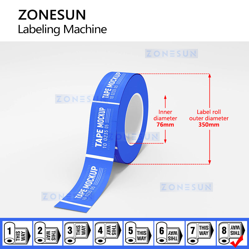 Zonesun ZS-TB822S Positioning Labeling Machine Label Roll Size