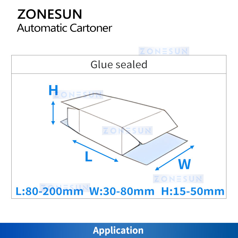 Zonesun ZS-MSZH70 Hot Melt Glue Cartoning Machine Applicable Carton Size