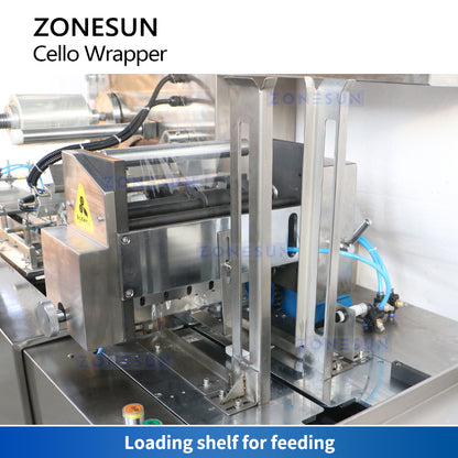 ZONESUN Automatic Cellophane Packaging Machine Cello Wrapper ZS-TD280 Loading Shelf