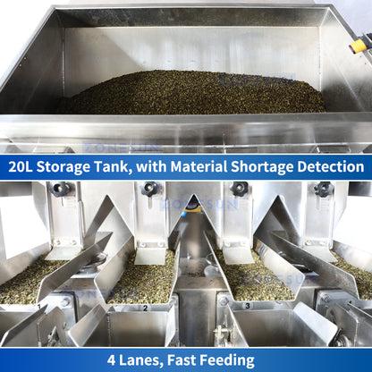 Zonesun ZS-KLCZ02 Vibratory Weigh Filler Storage Tank & Feeding Lanes