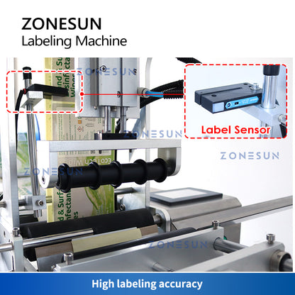 ZONESUN ZS-TB101 Máquina de etiquetar garrafas redondas de lado único/duplo com corrediça de descarga 