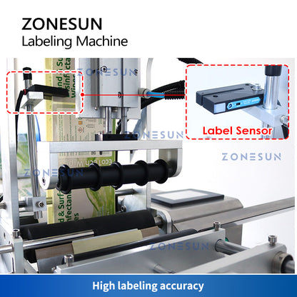 ZONESUN ZS-TB101 Slideway Máquina etiquetadora de botellas redondas de un solo lado/doble con tobogán de descarga 