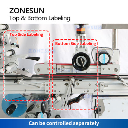 ZONESUN ZS-TB602 Automatic Flat Surface Labeling Machine Top and Bottom Label Applicator