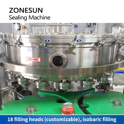 ZONESUN ZS-CFS18-4 Automatic Beer Canning Line Tin Can Filling and Sealing Machine