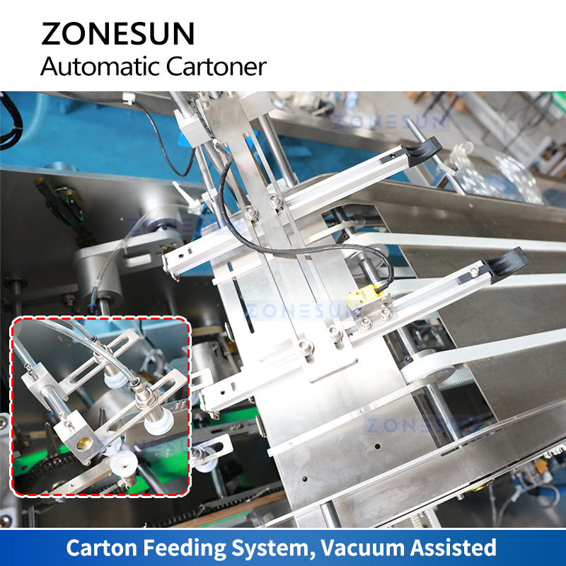 Zonesun ZS-MSZH70 Hot Melt Glue Cartoning Machine Carton Feeding System