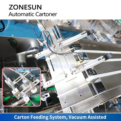 Zonesun ZS-MSZH70 Hot Melt Glue Cartoning Machine Carton Feeding System