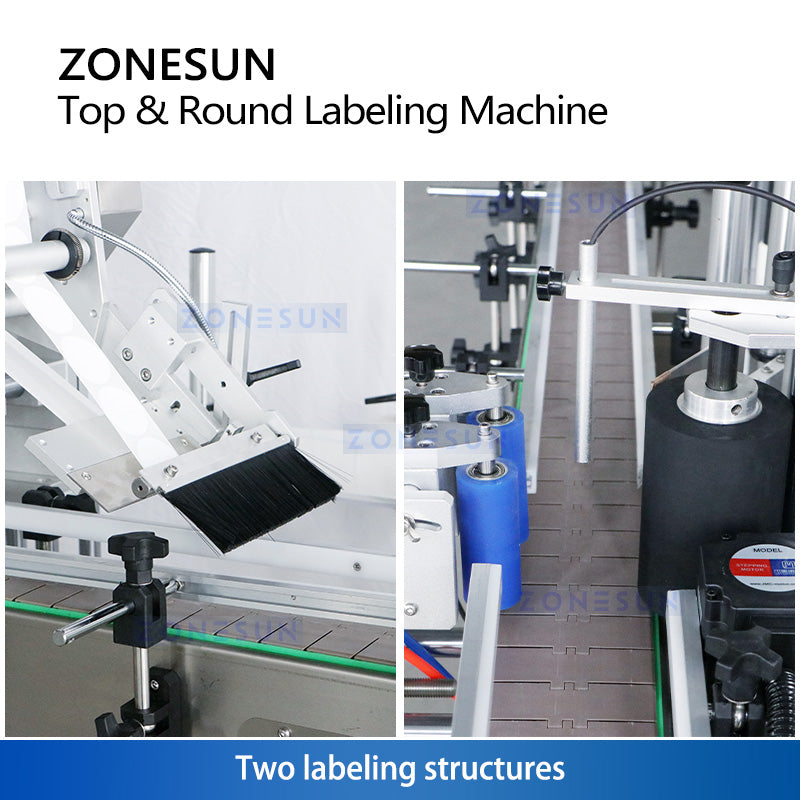 ZONESUN ZS-TB822P Automatic Labeling Machine Bottle Top and Body Label Applicator