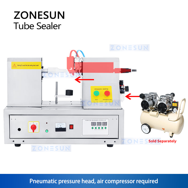 ZONESUN QDFM-125S Ultrasonic Plastic Tube Sealing Machine Pneumatic