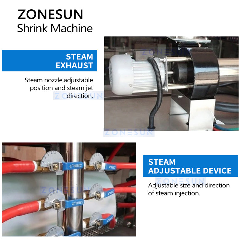 Zonesun ZS-ZQ15 Steam Shrink Sleeve Tunnel Detail