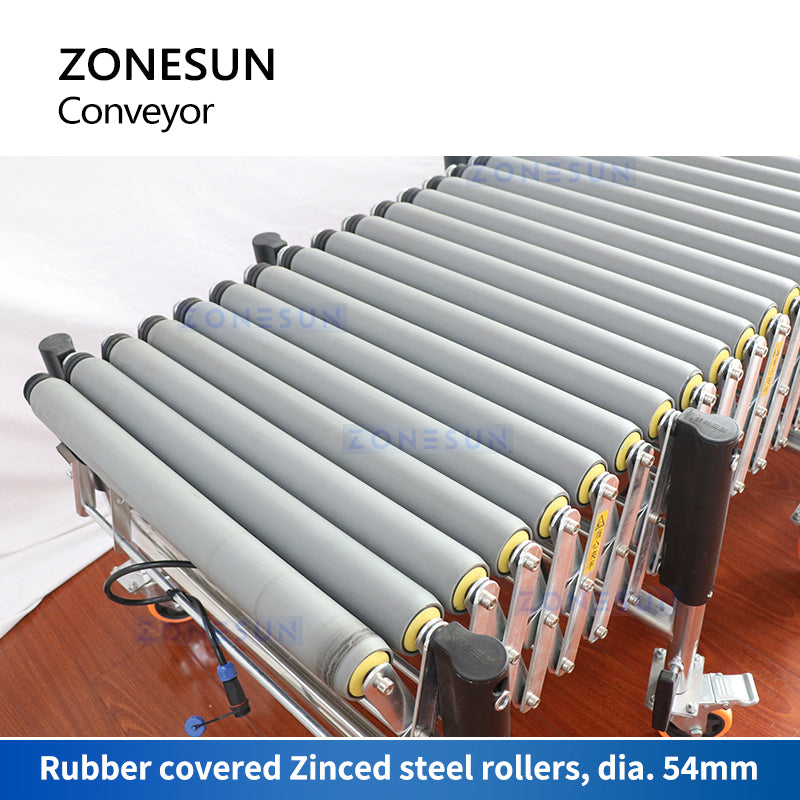 Zonesun ZS-FCR600 Flexible Conveyor | Rubber Covered