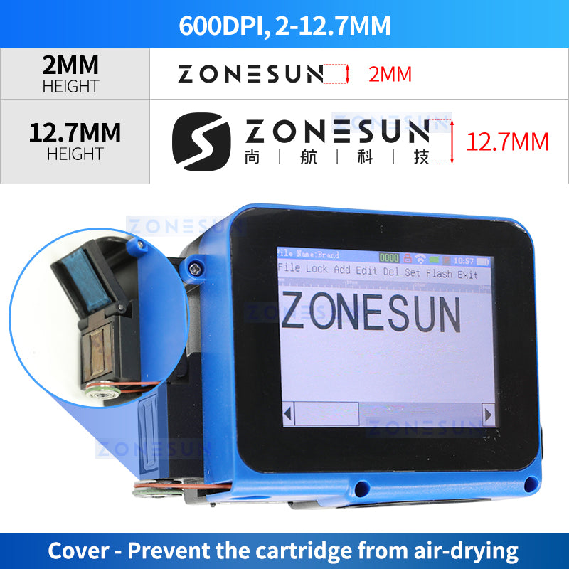 Zonesun ZS-DC1S Mini Inkjet Printer Printing Height