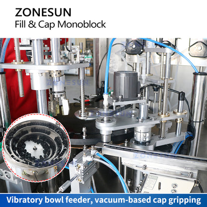 ZONESUN ZS-AFC28 Automatic Bottle Filling and Capping Machine Vacuum Based Gripping