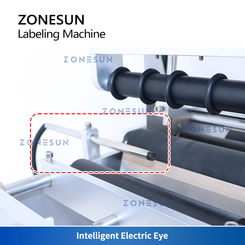 ZONESUN ZS-TB101 Slideway Máquina etiquetadora de botellas redondas de un solo lado/doble con tobogán de descarga 