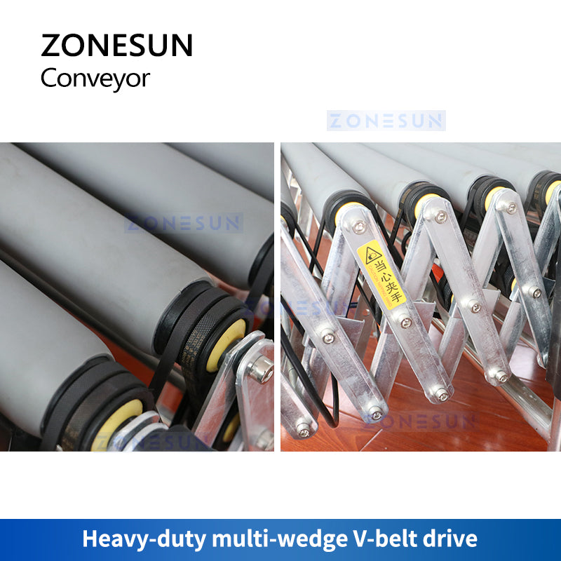 Zonesun ZS-FCR600 Flexible Conveyor | Rubber Covered