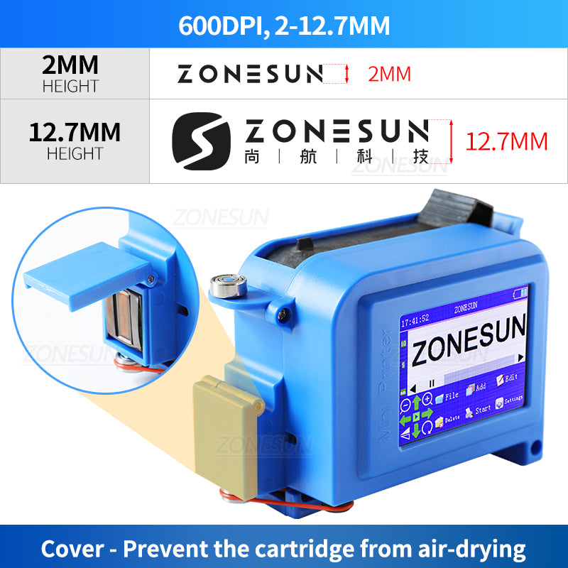 Impresora de inyección de tinta de mano portátil ZONESUN ZS-DC1
