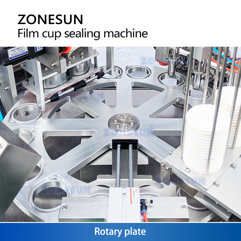 Zonesun ZS-AFS1800 Rotary Cup Filling & Roll Film Sealing Machine Star Wheel