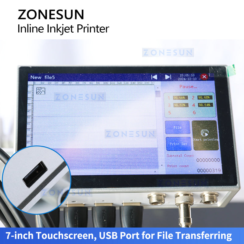 Zonesun ZS-IIP550 Inline Inkjet Printer Touch Screen