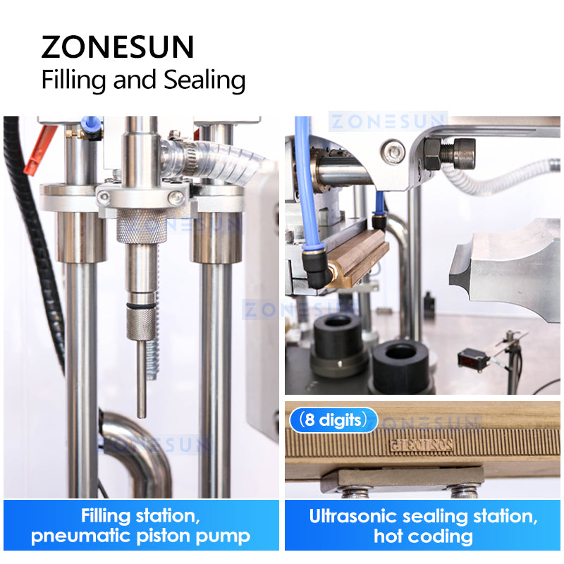 Zonesun Plastic Tube Packaging Machine Filling and Ultrasonic Sealing Station