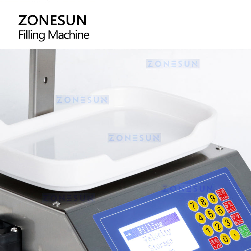 ZONESUN M-1080S Bomba de diafragma semiautomática Máquina de llenado con pesaje de líquidos