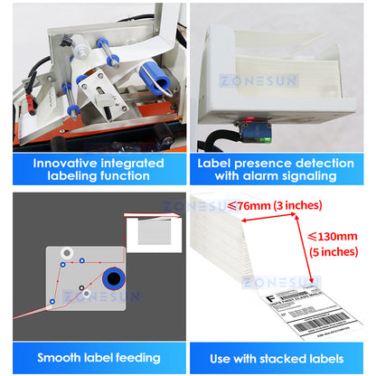 ZONESUN Automatic Carton Sealer Integrated Labeling Machine Express Parcel Sealing Product Packaging Machine ZS-FKC4650