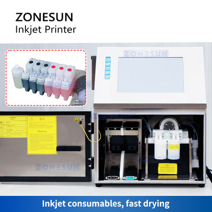 Máquina de codificación de fecha de inyección de tinta multilingüe de mesa ZONESUN ZS-TIP15