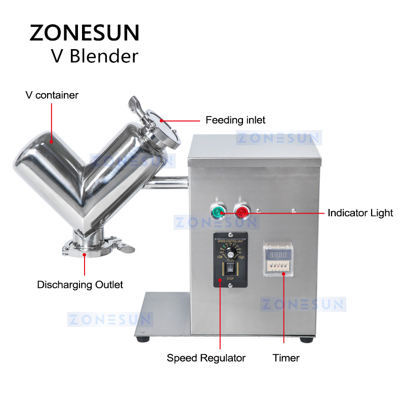 Máquina de Mistura de Pó ZONESUN ZS-V2 