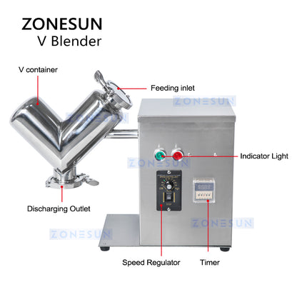 ZONESUN ZS-V2 V Blender Powder Mixing Machine