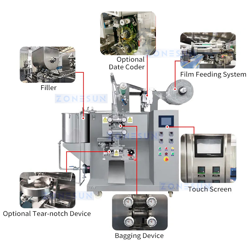 ZONESUN ZS-LX120 Automatic Sachet Packaging Machine VFFS Bagger