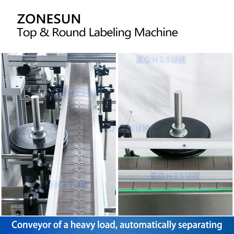 ZONESUN ZS-TB822P Automatic Labeling Machine Bottle Top and Body Label Applicator Conveyor