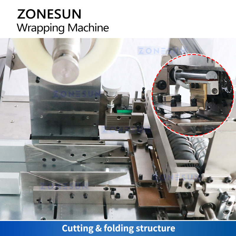 Zonesun ZS-TD650 Automatic Cellophane Wrapping Machine Cutting & Folding Structure